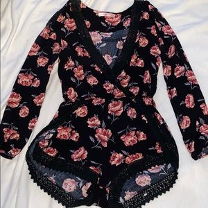 Floral long sleeve romper